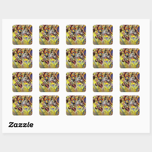 Sticker Carré Kandinsky - Fugue, peinture abstraite, (Feuille)