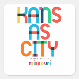 Sticker Carré Kansas City Missouri Mid Century, Pop Art,