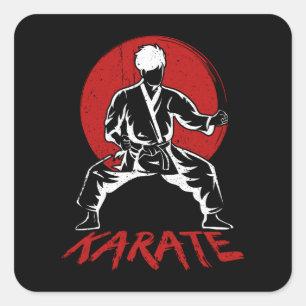 Sticker Carré Karate Fighter Karate Pose Karate Kick