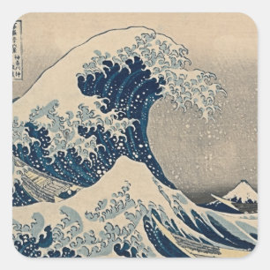 Sticker Carré Katsushika Hokusai. La Grande Vague au large de Ka