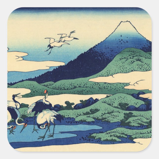 Sticker Carré Katsushika Hokusai - Umegawa dans la province de S (Devant)