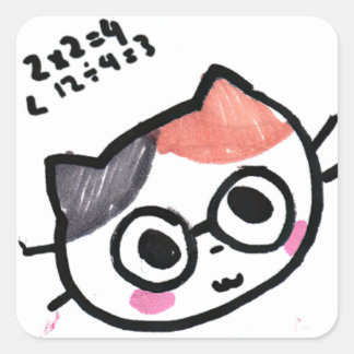 Sticker Carré Kawaii Cat Emoji par Eisley