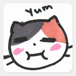Sticker Carré Kawaii Cat Emoji par Eisley