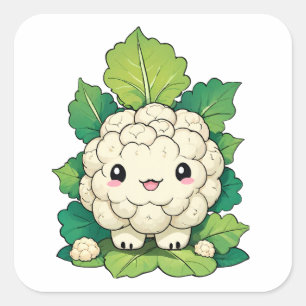 Sticker Carré Kawaii Chou-fleur
