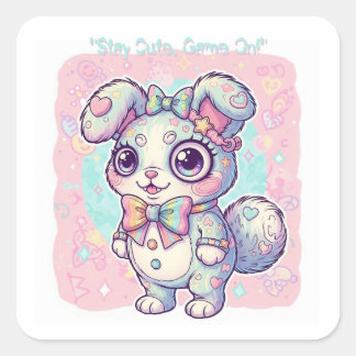 Sticker Carré Kawaii Gamer Monster🌈Custom Gamer Gift for Her