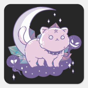 Sticker Carré Kawaii Pastel Couleur Gothique Cute Goth Chat Carr