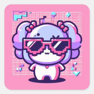 Sticker Carré Kawaii Pixel Pal