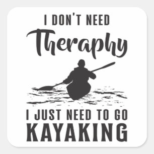 Sticker Carré Kayak Canoë Kayak Canoë Thérapie Idée cadeau