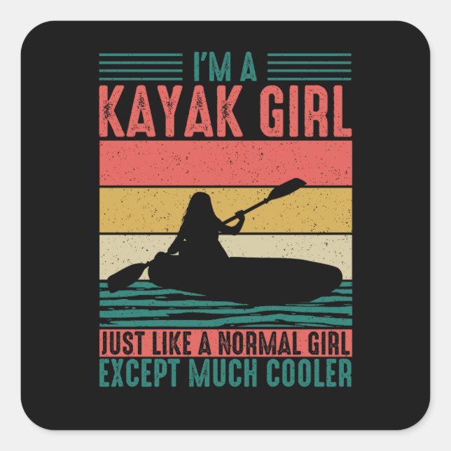 Sticker Carré Kayak fille mais Glacière (Devant)