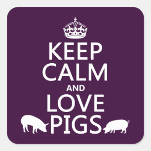 Sticker Carré Keep Calm and Love Pigs