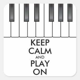Sticker Carré KEEP CALME personnalisé et JOUER ON - piano clavie
