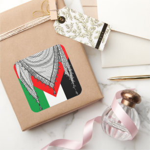 Sticker Carré Keffiyeh Écharpe palestinienne tissu traditionnel