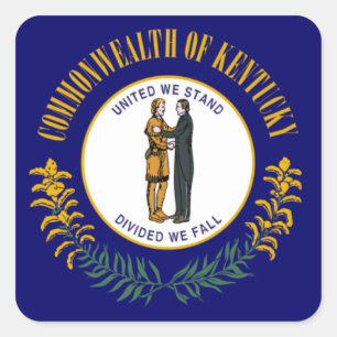 Sticker Carré Kentucky : Drapeau d'État américain du Commonwealt