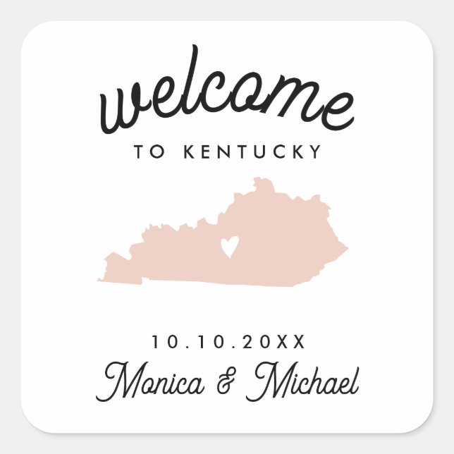 Sticker Carré KENTUCKY State Destination Mariage N'IMPORTE QUELL (Devant)