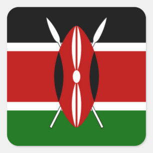 Sticker Carré Kenya Drapeau Art - Patriotique & Design Moderne