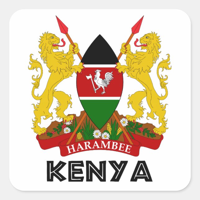 Sticker Carré KENYA - emblème / drapeau / armoiries / symbole (Devant)