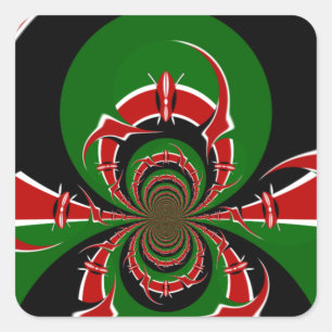 Sticker Carré Kenya noir rouge vert drapeau national couleurs de
