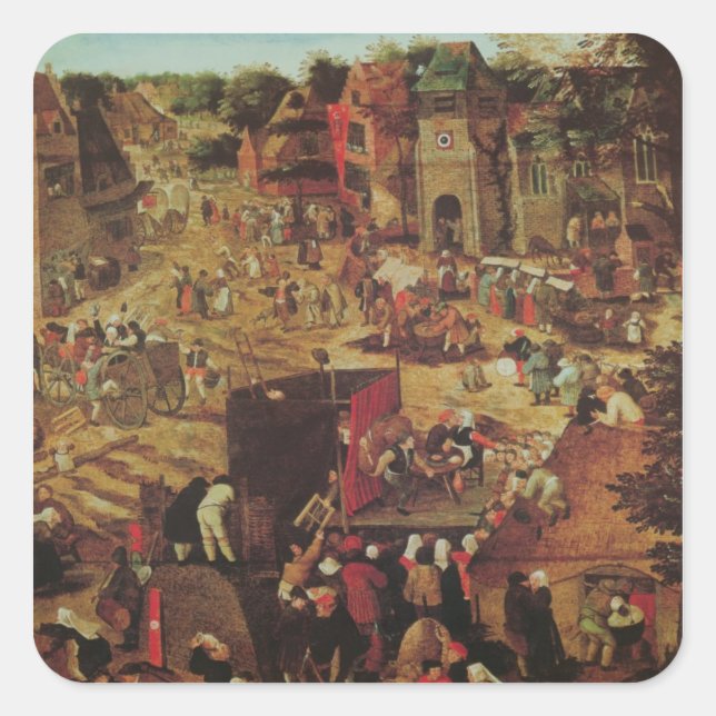 Sticker Carré Kermesse avec théâtre et procession (Devant)