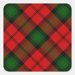 Sticker Carré Kerr tartan rouge vert plaid