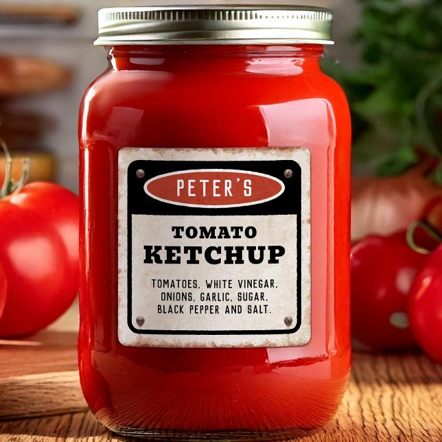 Sticker Carré ketchup à tomate modifiable avec panneau rouillé v (Créateur téléchargé)