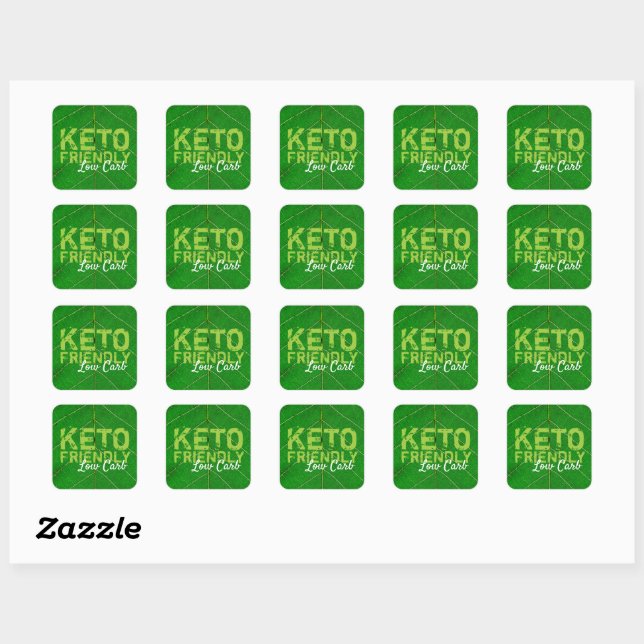Sticker Carré Keto Friendly Low Carb (Feuille)