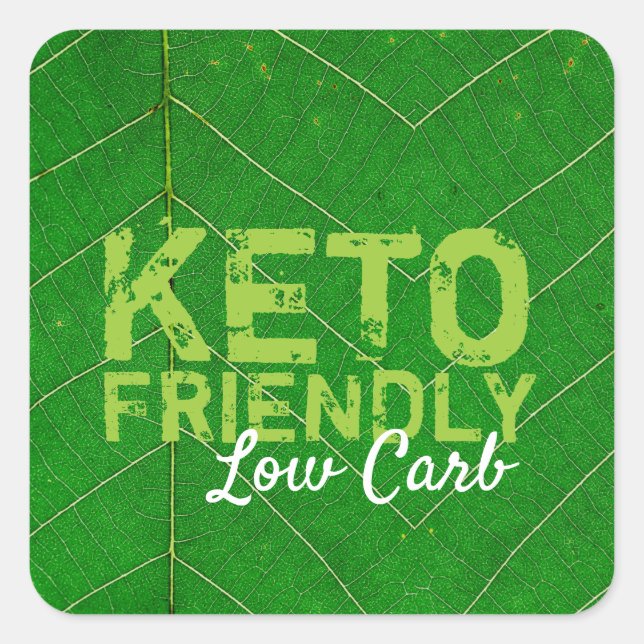 Sticker Carré Keto Friendly Low Carb (Devant)