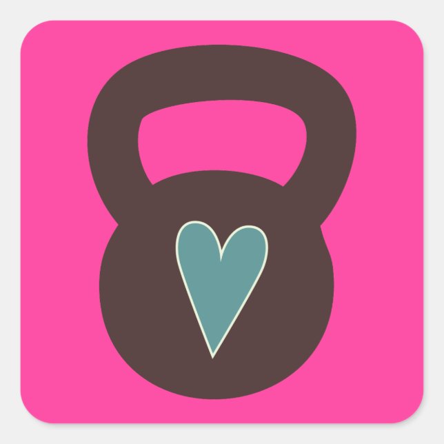 Sticker Carré Kettlebell Avec Un Coeur (Devant)