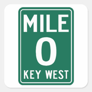 Sticker Carré Key West Mile 0, Floride États-Unis