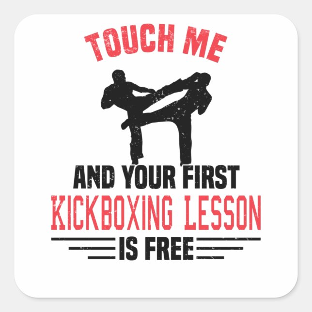 Sticker Carré Kickboxing Kickboxer Martial Arts (Devant)