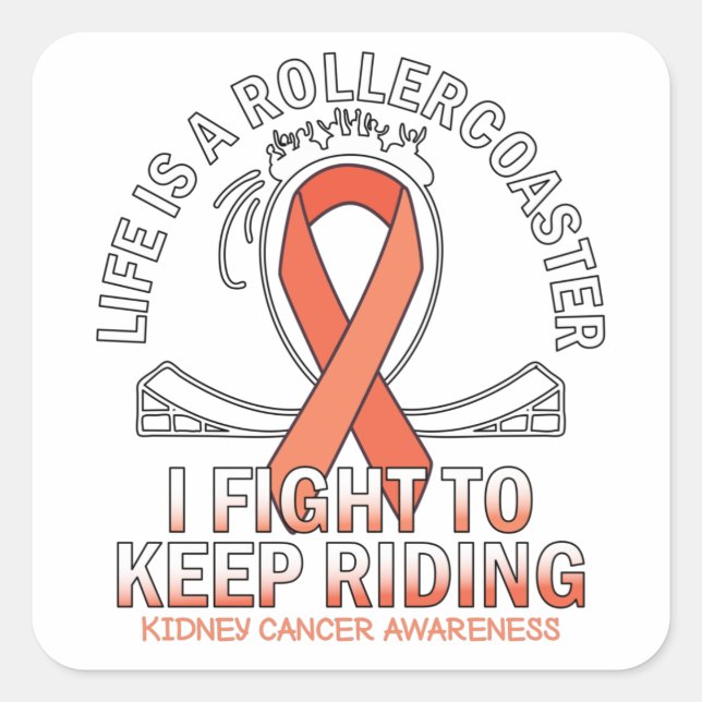 Sticker Carré Kidney cancer awareness orange ribbon (Devant)