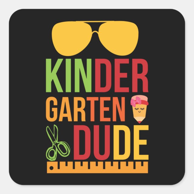 Sticker Carré Kinder Garten Dude (Devant)