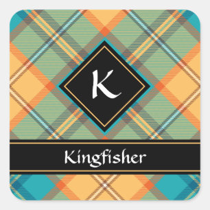 Sticker Carré Kingfisher Tartan