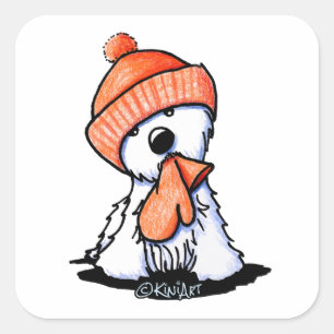 Sticker Carré KiniArt Orange Winter Westie