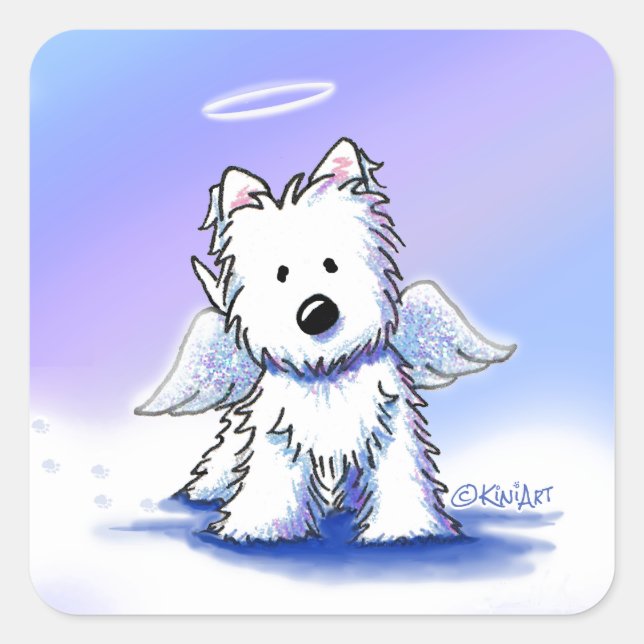Sticker Carré KiniArt Westie Angel (Devant)