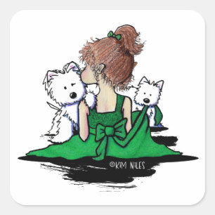 Sticker Carré KiniArt Westie Bisous Et Saluts