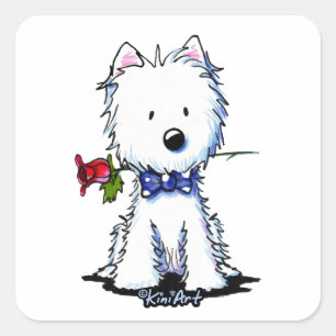 Sticker Carré KiniArt Westie Gent
