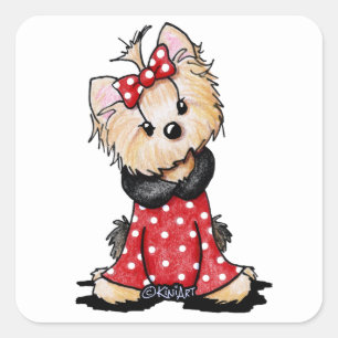Sticker Carré KiniArt Yorkie Saint-Valentin