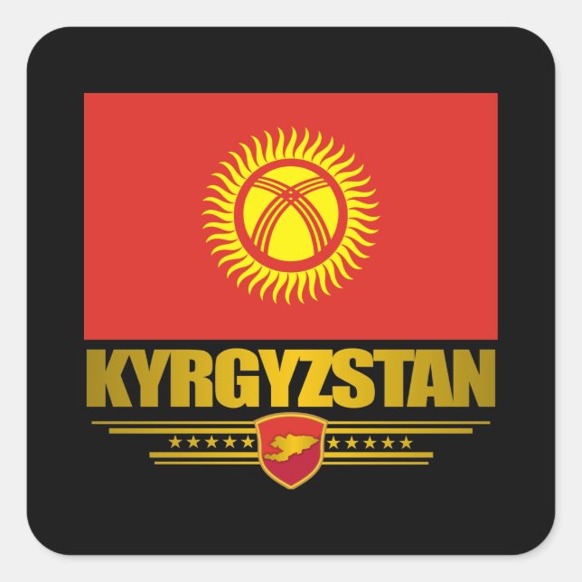 Sticker Carré Kirghizistan Pride (Devant)