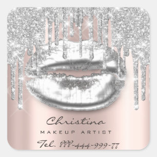 Sticker Carré Kiss Lips Maquillage Artiste Parties scintillant D