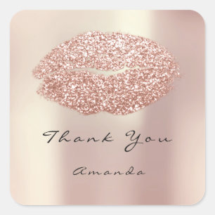 Sticker Carré Kiss Lips Parties scintillant Glam Maquillage Blus