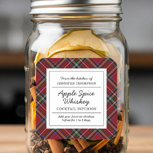 Sticker Carré Kit de perfusion classique Red Tartan Holiday Cock