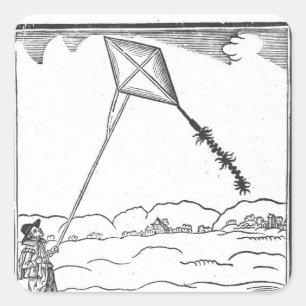 Sticker Carré Kite Flying