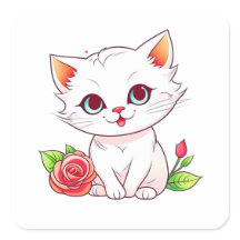 Kitten avec Rose rouge