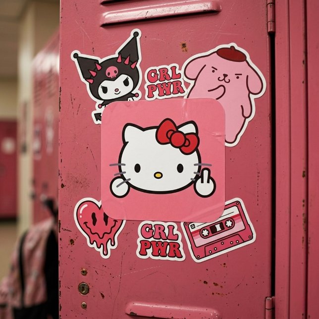 Sticker Carré Kitty (Créateur téléchargé)