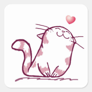Sticker Carré Kitty Love