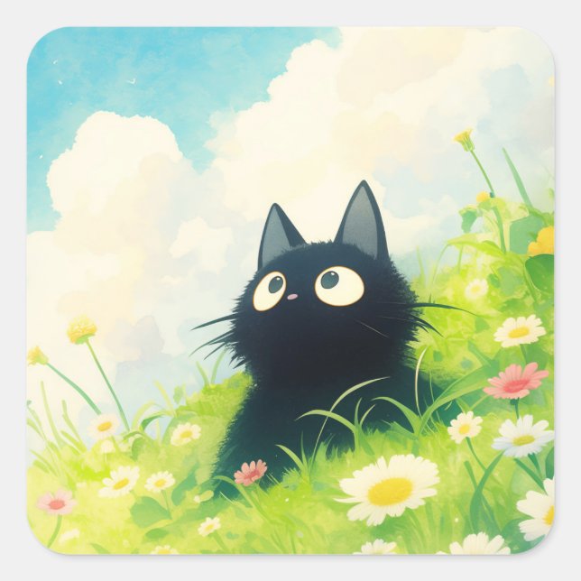 Sticker Carré Kitty Peaceful Meadow (Devant)