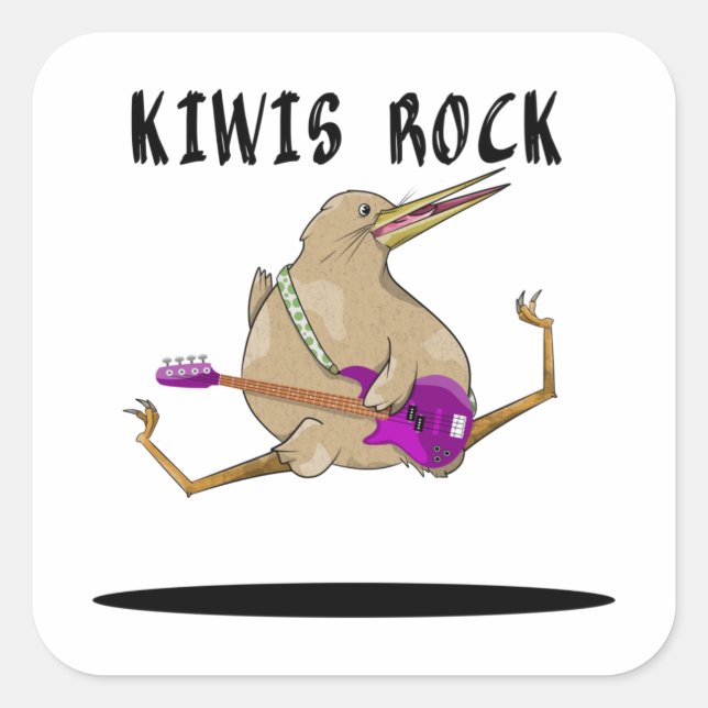 Sticker Carré Kiwi Bass Guitare (Devant)