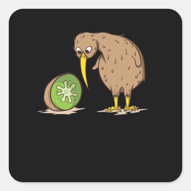 Sticker Carré Kiwi Nouvelle-Zélande inapte au vol (Devant)