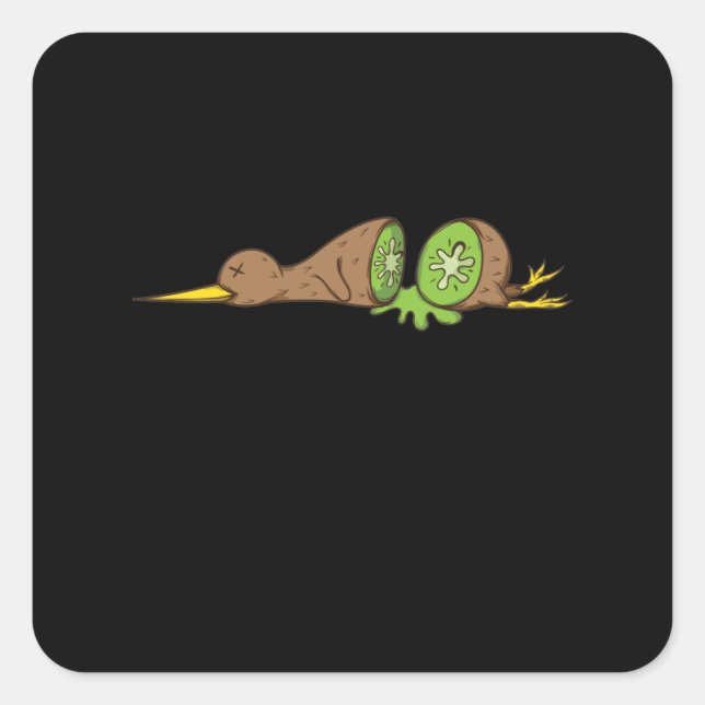 Sticker Carré Kiwi Vogel coupée comme un kiwiki (Devant)