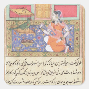 Sticker Carré Kjujista, l'épouse du négociant, parlant à un